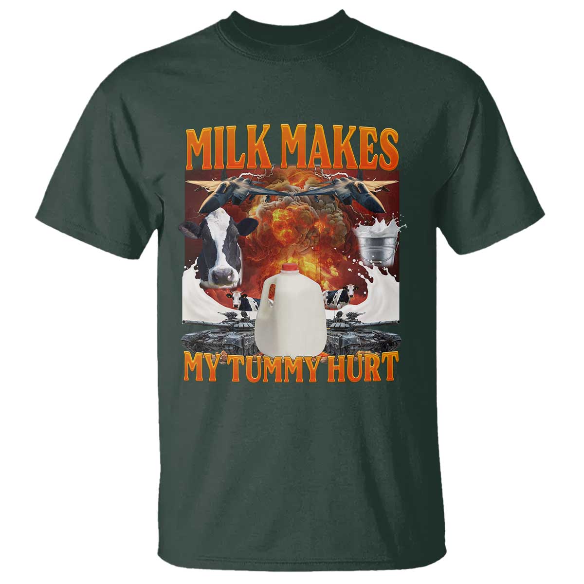 Lactose Intolerant Meme T Shirt Milk Makes My Tummy Hurt Vintage Bootleg Graphic