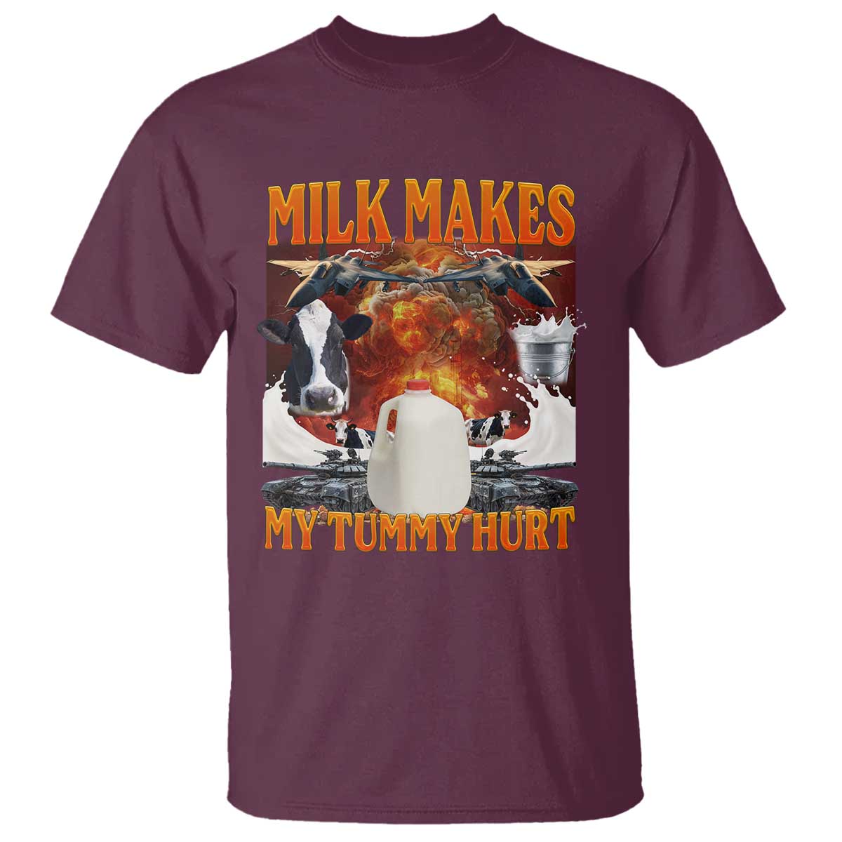 Lactose Intolerant Meme T Shirt Milk Makes My Tummy Hurt Vintage Bootleg Graphic