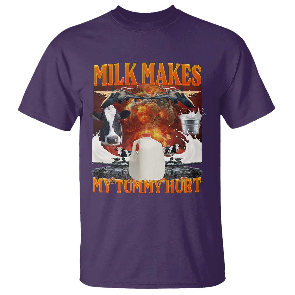 Lactose Intolerant Meme T Shirt Milk Makes My Tummy Hurt Vintage Bootleg Graphic