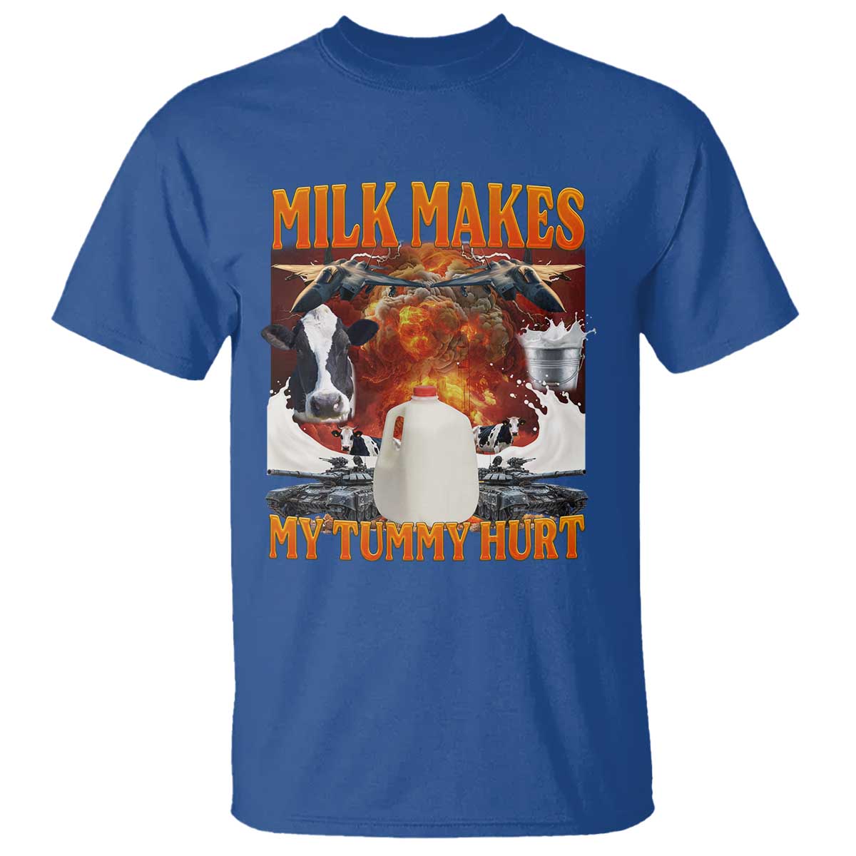 Lactose Intolerant Meme T Shirt Milk Makes My Tummy Hurt Vintage Bootleg Graphic