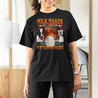 Lactose Intolerant Meme T Shirt For Women Milk Makes My Tummy Hurt Vintage Bootleg Graphic