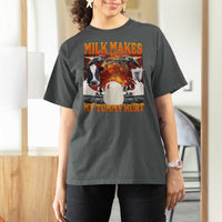 Lactose Intolerant Meme T Shirt For Women Milk Makes My Tummy Hurt Vintage Bootleg Graphic