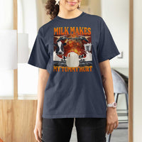 Lactose Intolerant Meme T Shirt For Women Milk Makes My Tummy Hurt Vintage Bootleg Graphic