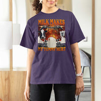 Lactose Intolerant Meme T Shirt For Women Milk Makes My Tummy Hurt Vintage Bootleg Graphic