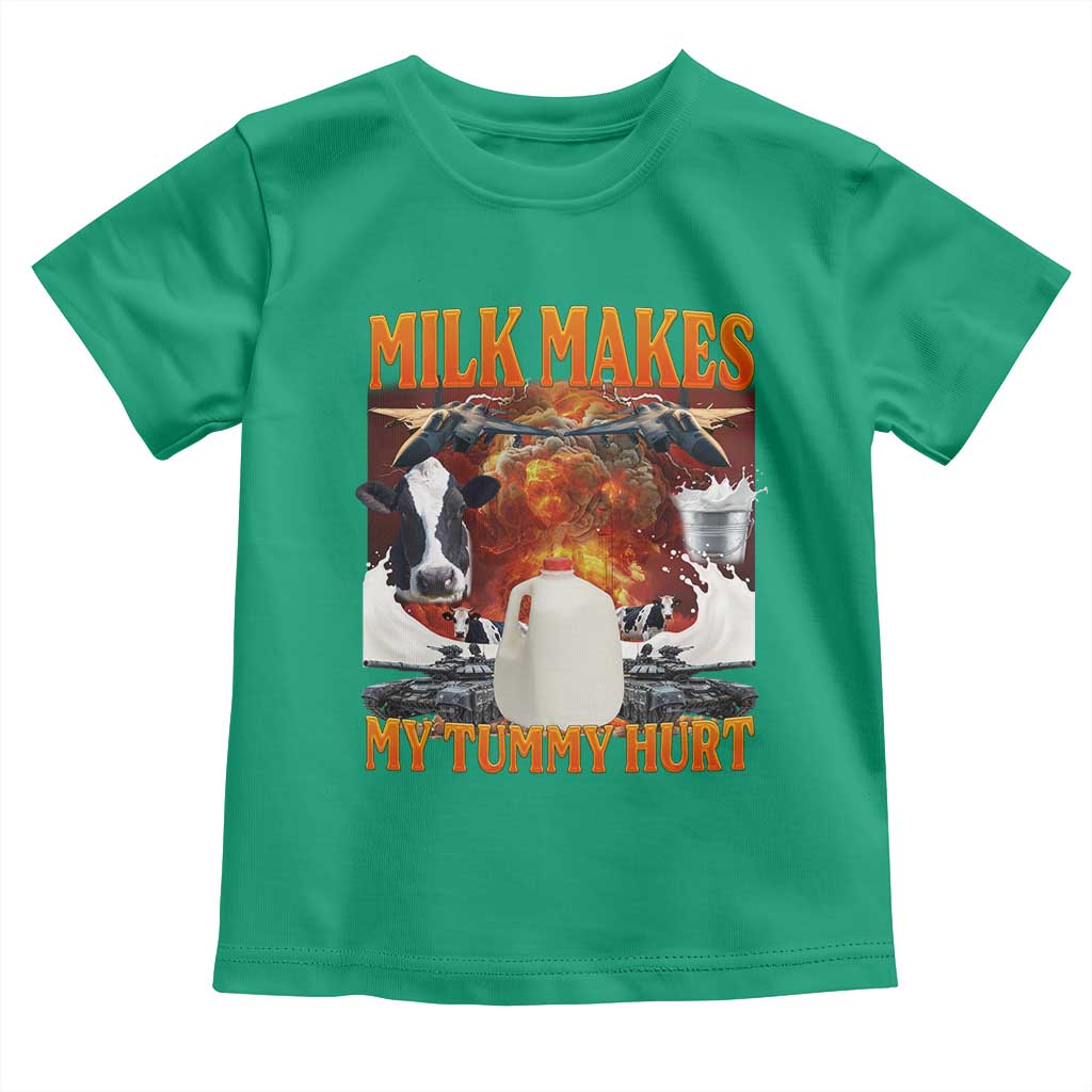 Lactose Intolerant Meme Toddler T Shirt Milk Makes My Tummy Hurt Vintage Bootleg Graphic