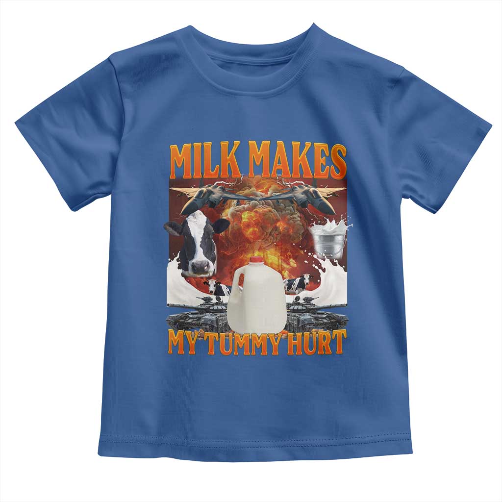 Lactose Intolerant Meme Toddler T Shirt Milk Makes My Tummy Hurt Vintage Bootleg Graphic