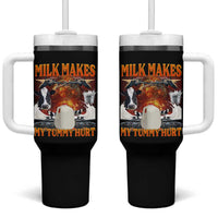 Lactose Intolerant Meme Tumbler With Handle Milk Makes My Tummy Hurt Vintage Bootleg Graphic