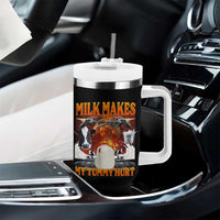 Lactose Intolerant Meme Tumbler With Handle Milk Makes My Tummy Hurt Vintage Bootleg Graphic