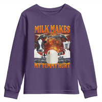Lactose Intolerant Meme Youth Sweatshirt Milk Makes My Tummy Hurt Vintage Bootleg Graphic