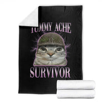 Tummy Ache Survivor Cat Meme Throw Blanket Funny Trending Oddly Specific Brainrot Memes