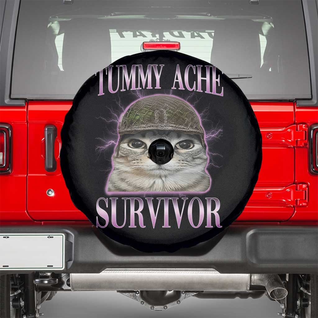 Tummy Ache Survivor Cat Meme Spare Tire Cover Funny Trending Oddly Specific Brainrot Memes