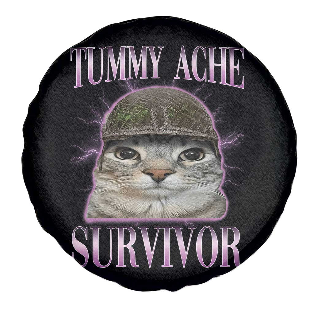 Tummy Ache Survivor Cat Meme Spare Tire Cover Funny Trending Oddly Specific Brainrot Memes