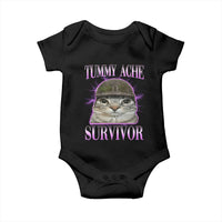 Tummy Ache Survivor Cat Meme Baby Onesie Funny Trending Oddly Specific Brainrot Memes