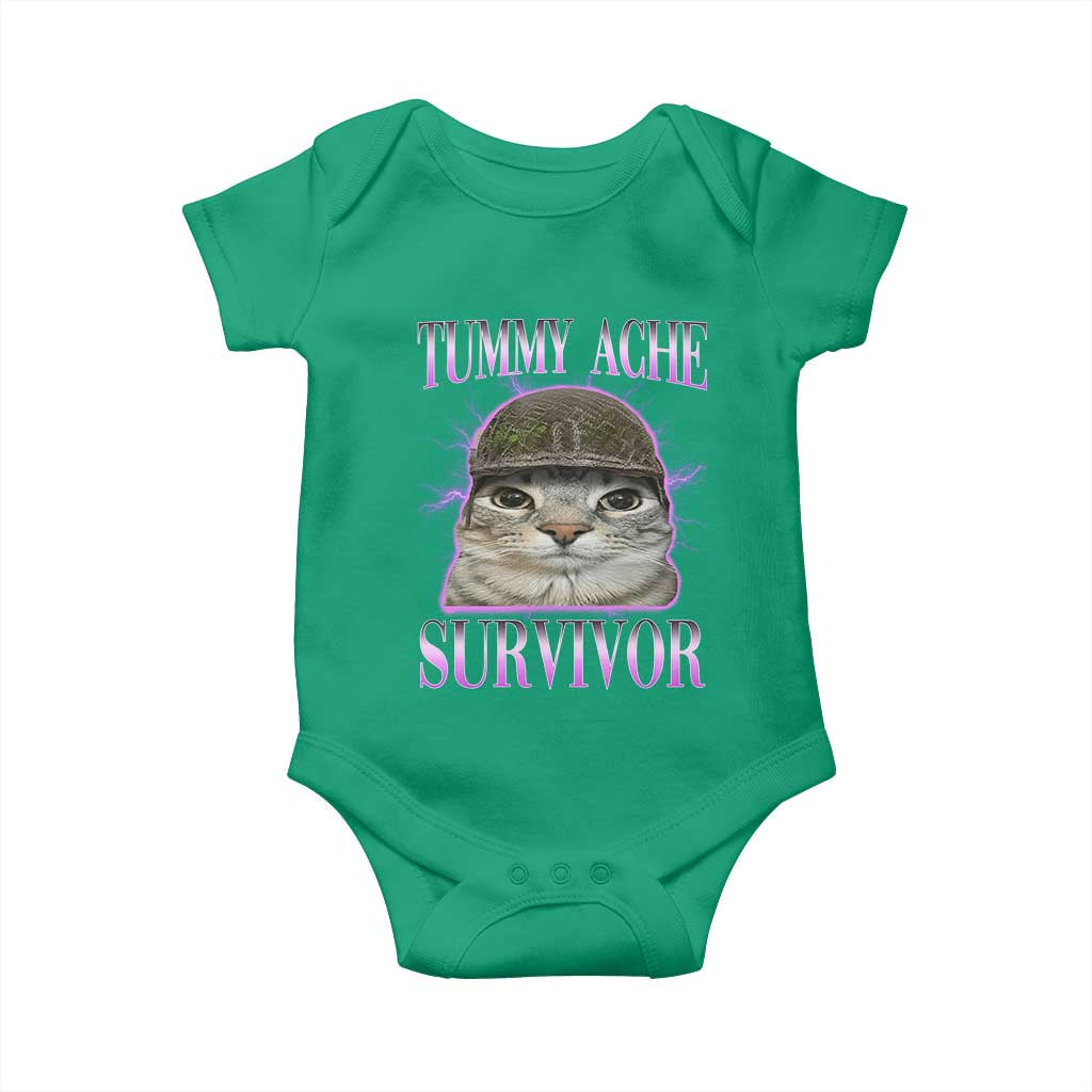 Tummy Ache Survivor Cat Meme Baby Onesie Funny Trending Oddly Specific Brainrot Memes