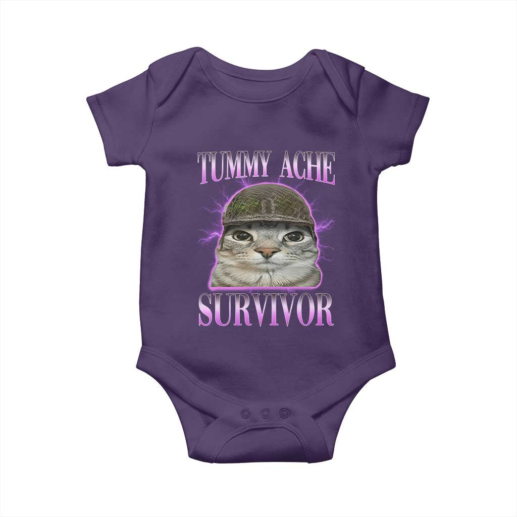 Tummy Ache Survivor Cat Meme Baby Onesie Funny Trending Oddly Specific Brainrot Memes