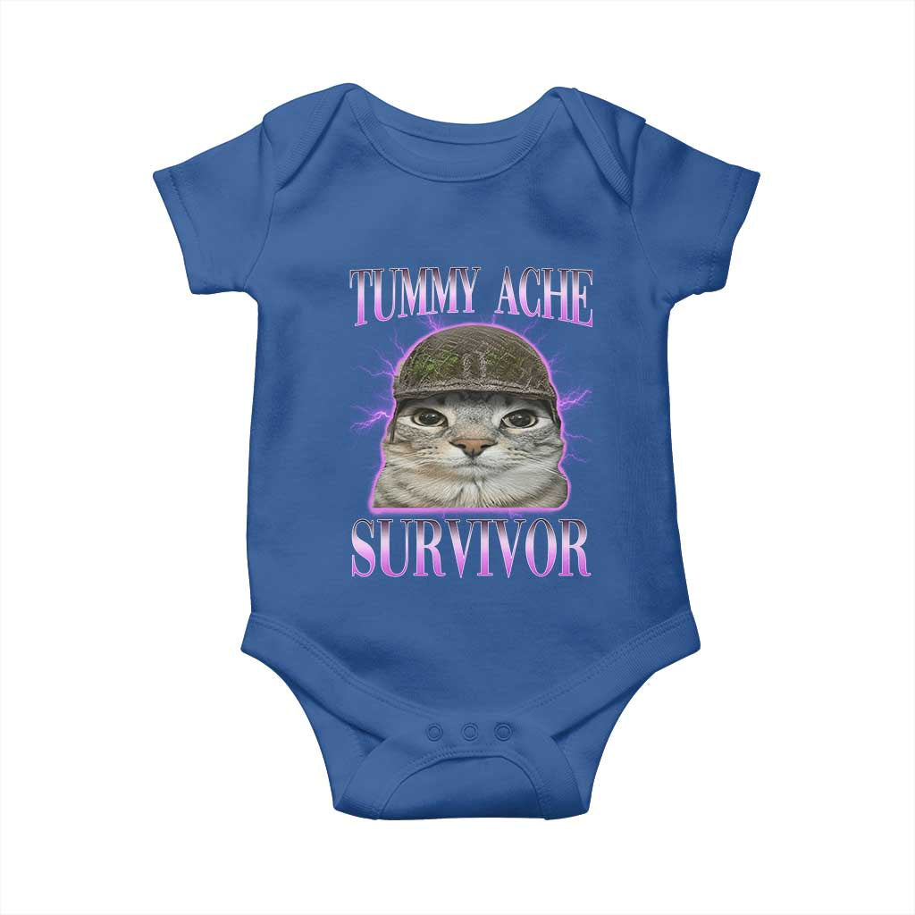 Tummy Ache Survivor Cat Meme Baby Onesie Funny Trending Oddly Specific Brainrot Memes