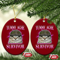 Tummy Ache Survivor Cat Meme Ceramic Ornament Funny Trending Oddly Specific Brainrot Memes