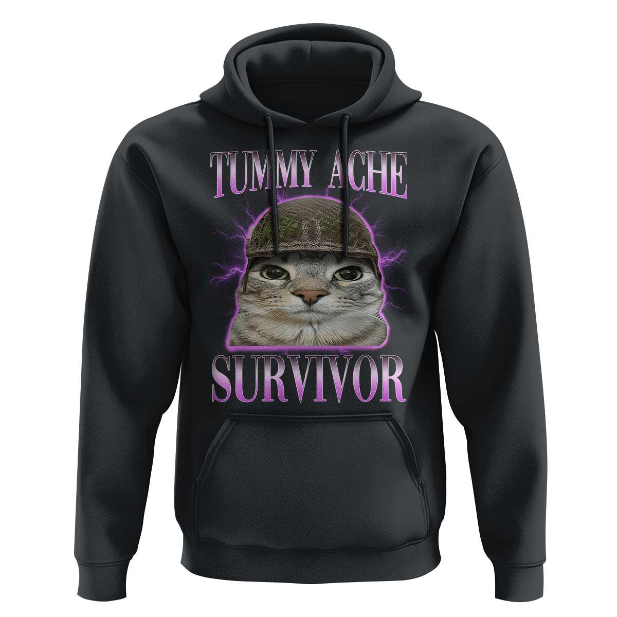 Tummy Ache Survivor Cat Meme Hoodie Funny Trending Oddly Specific Brainrot Memes
