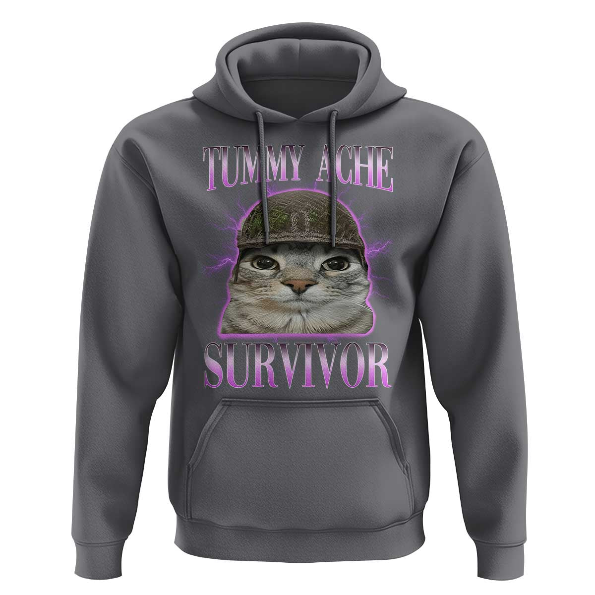 Tummy Ache Survivor Cat Meme Hoodie Funny Trending Oddly Specific Brainrot Memes