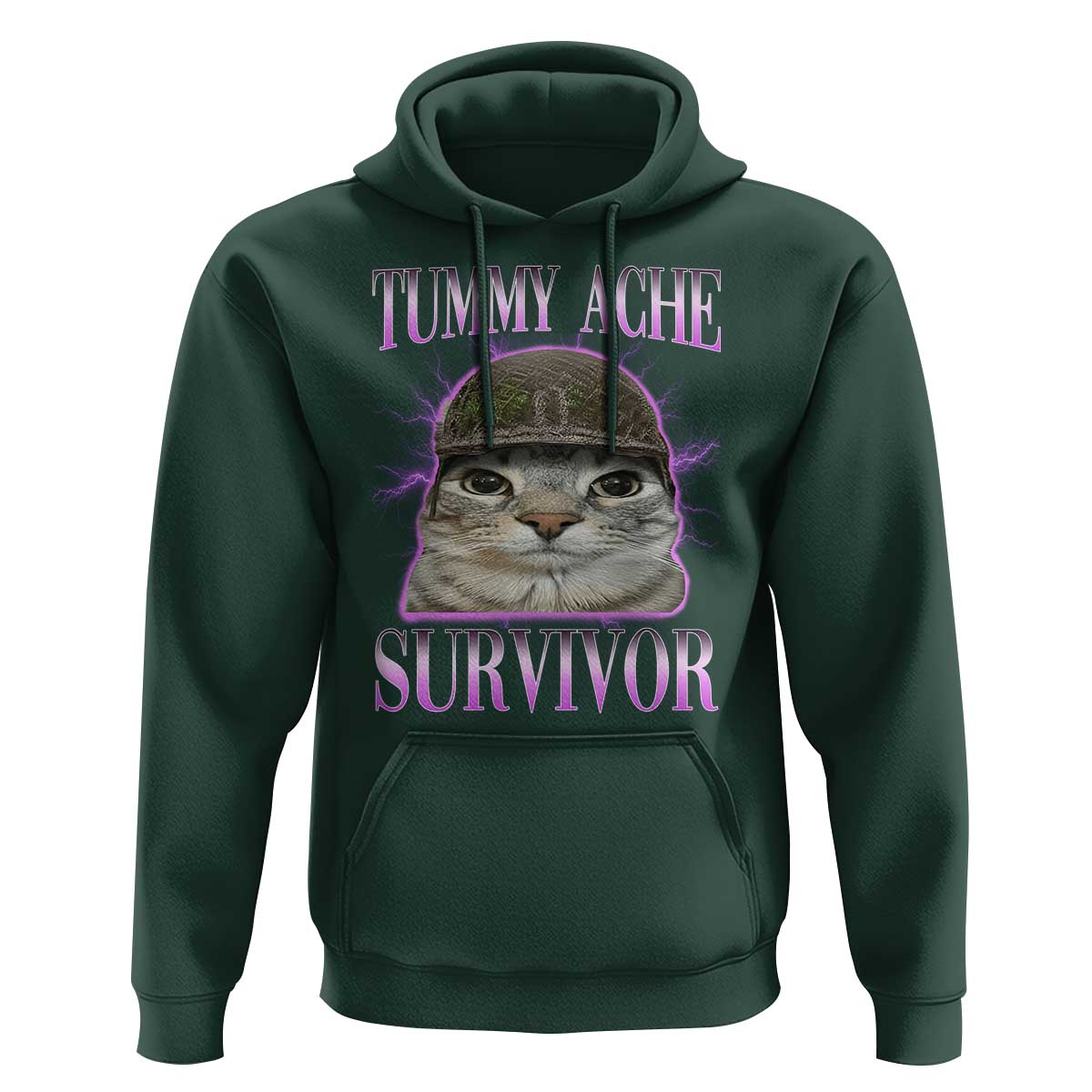 Tummy Ache Survivor Cat Meme Hoodie Funny Trending Oddly Specific Brainrot Memes