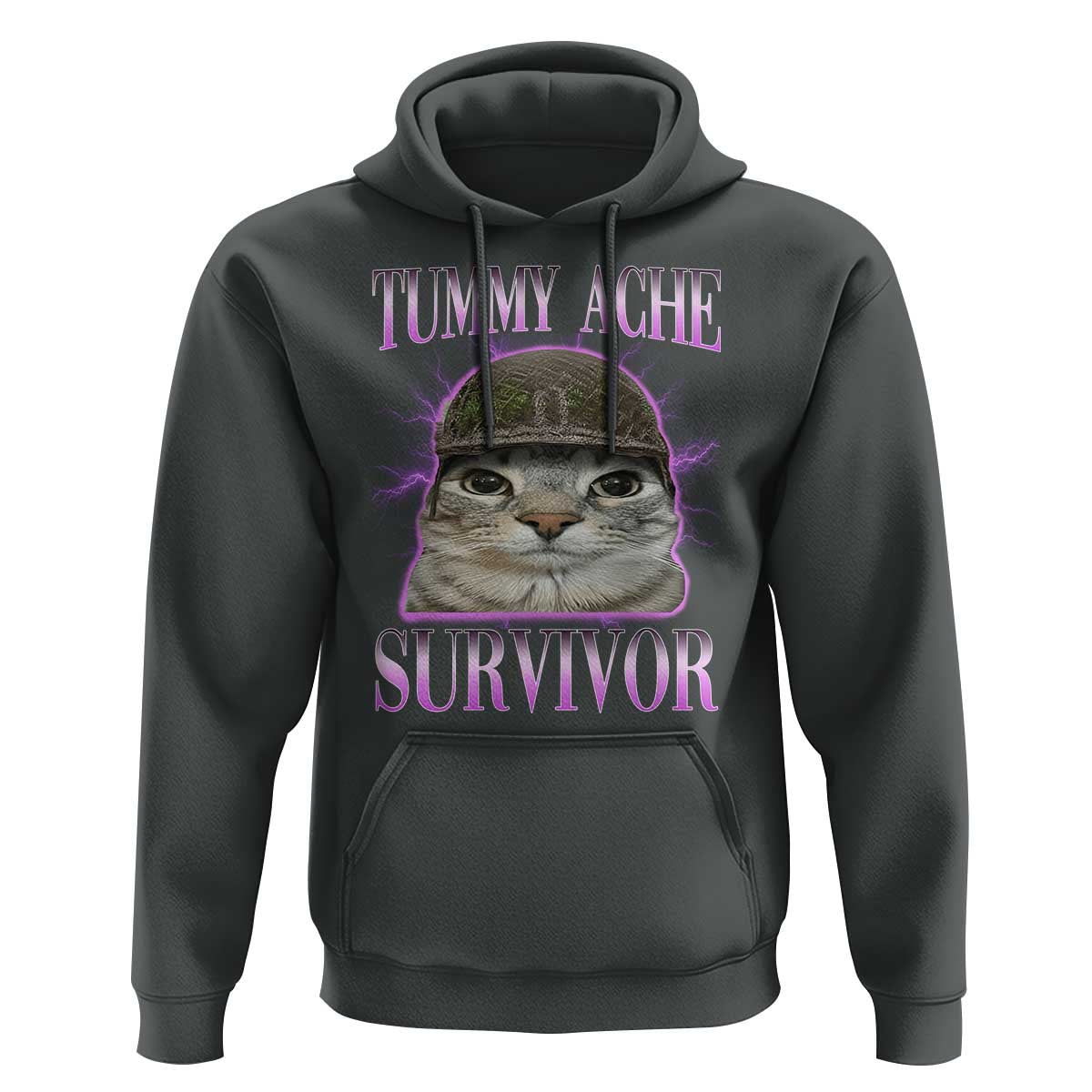Tummy Ache Survivor Cat Meme Hoodie Funny Trending Oddly Specific Brainrot Memes