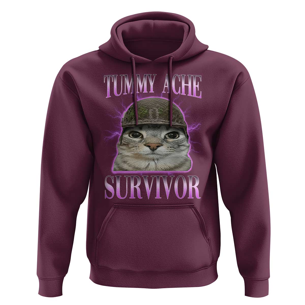 Tummy Ache Survivor Cat Meme Hoodie Funny Trending Oddly Specific Brainrot Memes