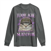 Tummy Ache Survivor Cat Meme Long Sleeve Shirt Funny Trending Oddly Specific Brainrot Memes
