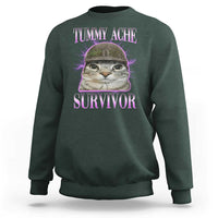 Tummy Ache Survivor Cat Meme Sweatshirt Funny Trending Oddly Specific Brainrot Memes