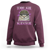 Tummy Ache Survivor Cat Meme Sweatshirt Funny Trending Oddly Specific Brainrot Memes