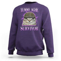 Tummy Ache Survivor Cat Meme Sweatshirt Funny Trending Oddly Specific Brainrot Memes