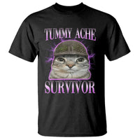 Tummy Ache Survivor Cat Meme T Shirt Funny Trending Oddly Specific Brainrot Memes