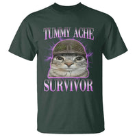 Tummy Ache Survivor Cat Meme T Shirt Funny Trending Oddly Specific Brainrot Memes