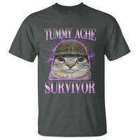 Tummy Ache Survivor Cat Meme T Shirt Funny Trending Oddly Specific Brainrot Memes
