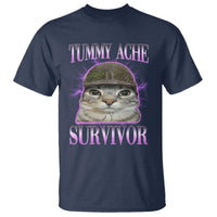 Tummy Ache Survivor Cat Meme T Shirt Funny Trending Oddly Specific Brainrot Memes