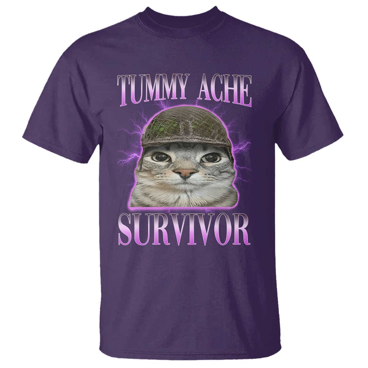 Tummy Ache Survivor Cat Meme T Shirt Funny Trending Oddly Specific Brainrot Memes