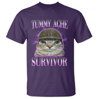 Tummy Ache Survivor Cat Meme T Shirt Funny Trending Oddly Specific Brainrot Memes