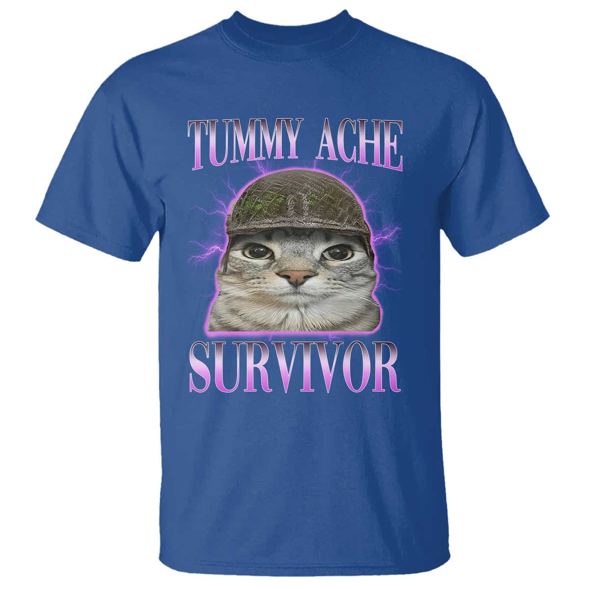 Tummy Ache Survivor Cat Meme T Shirt Funny Trending Oddly Specific Brainrot Memes