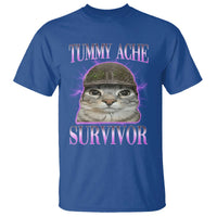 Tummy Ache Survivor Cat Meme T Shirt Funny Trending Oddly Specific Brainrot Memes