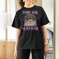 Tummy Ache Survivor Cat Meme T Shirt For Women Funny Trending Oddly Specific Brainrot Memes