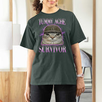 Tummy Ache Survivor Cat Meme T Shirt For Women Funny Trending Oddly Specific Brainrot Memes