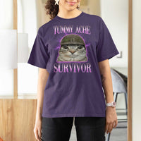 Tummy Ache Survivor Cat Meme T Shirt For Women Funny Trending Oddly Specific Brainrot Memes