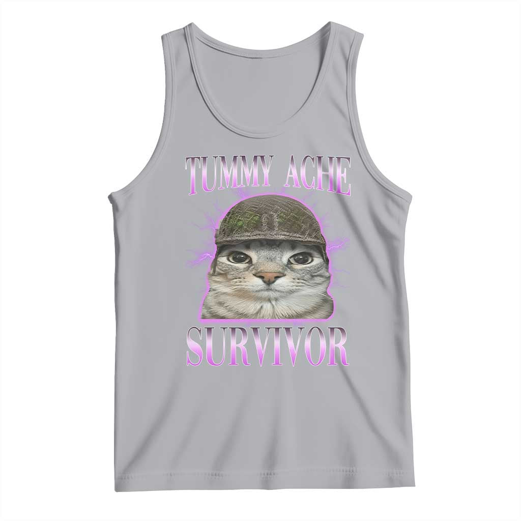 Tummy Ache Survivor Cat Meme Tank Top Funny Trending Oddly Specific Brainrot Memes