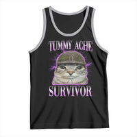 Tummy Ache Survivor Cat Meme Tank Top Funny Trending Oddly Specific Brainrot Memes