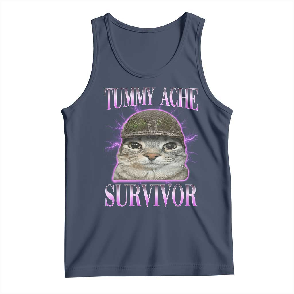 Tummy Ache Survivor Cat Meme Tank Top Funny Trending Oddly Specific Brainrot Memes