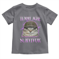 Tummy Ache Survivor Cat Meme Toddler T Shirt Funny Trending Oddly Specific Brainrot Memes