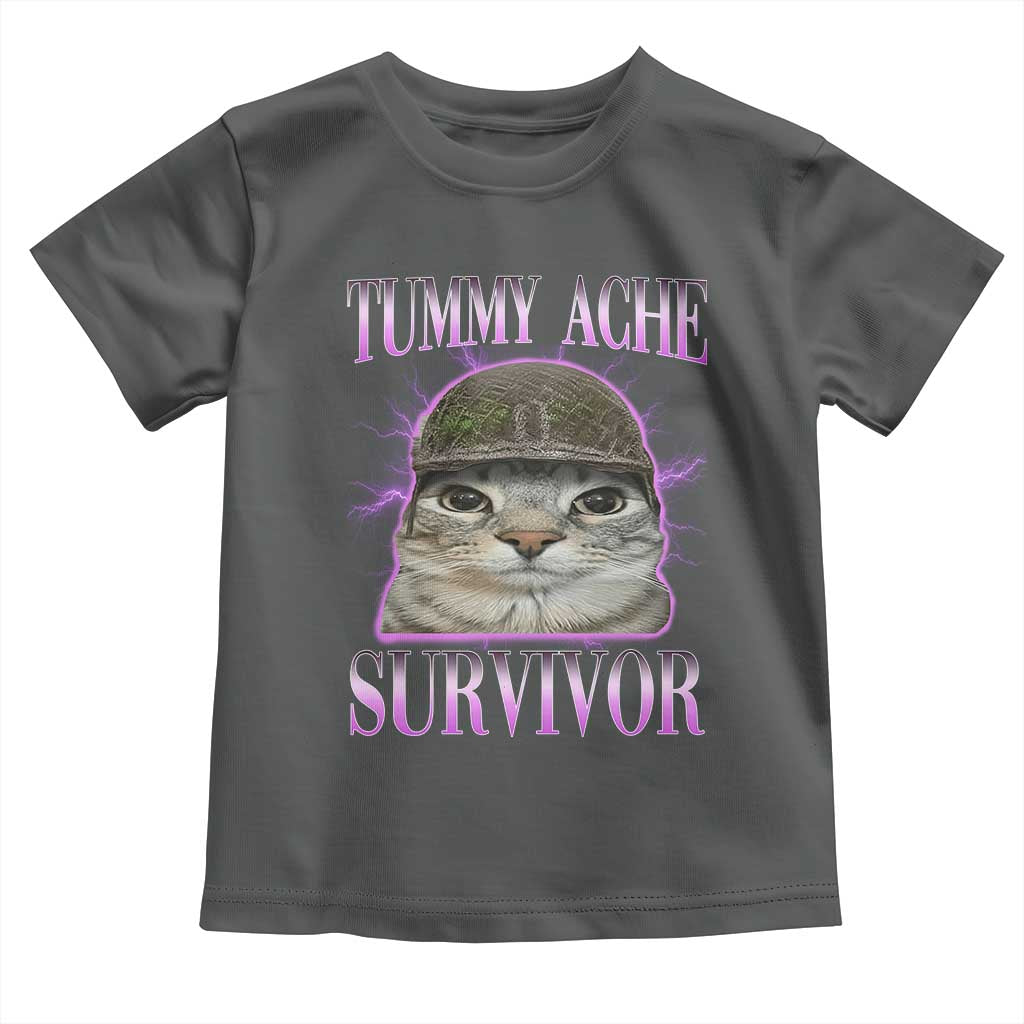 Tummy Ache Survivor Cat Meme Toddler T Shirt Funny Trending Oddly Specific Brainrot Memes