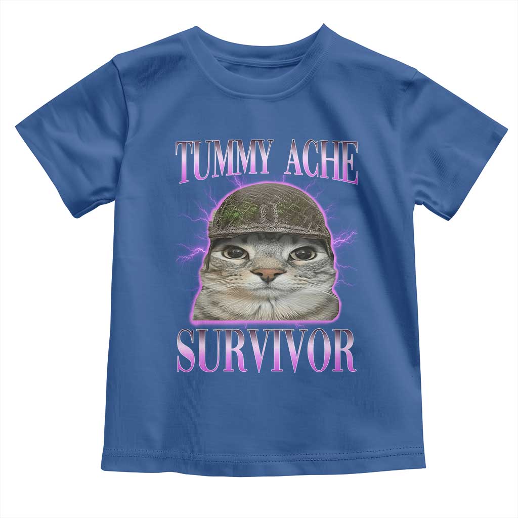 Tummy Ache Survivor Cat Meme Toddler T Shirt Funny Trending Oddly Specific Brainrot Memes