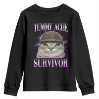 Tummy Ache Survivor Cat Meme Youth Sweatshirt Funny Trending Oddly Specific Brainrot Memes