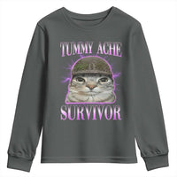 Tummy Ache Survivor Cat Meme Youth Sweatshirt Funny Trending Oddly Specific Brainrot Memes