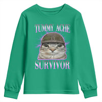Tummy Ache Survivor Cat Meme Youth Sweatshirt Funny Trending Oddly Specific Brainrot Memes
